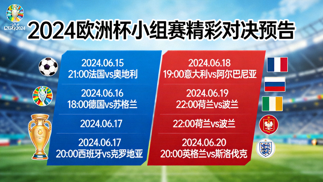 2024欧洲杯小组赛精彩对决预告